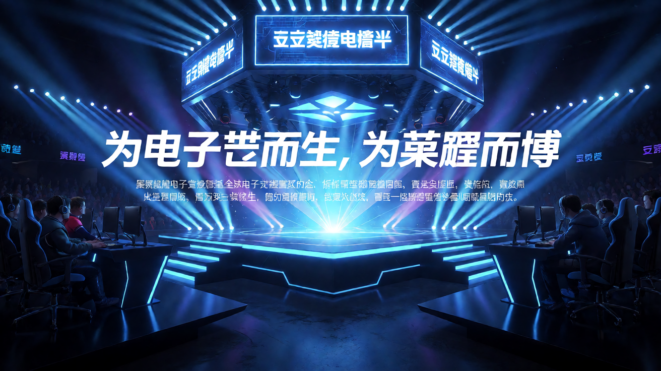 电子竞技赛事现场灯光璀璨的竞技舞台